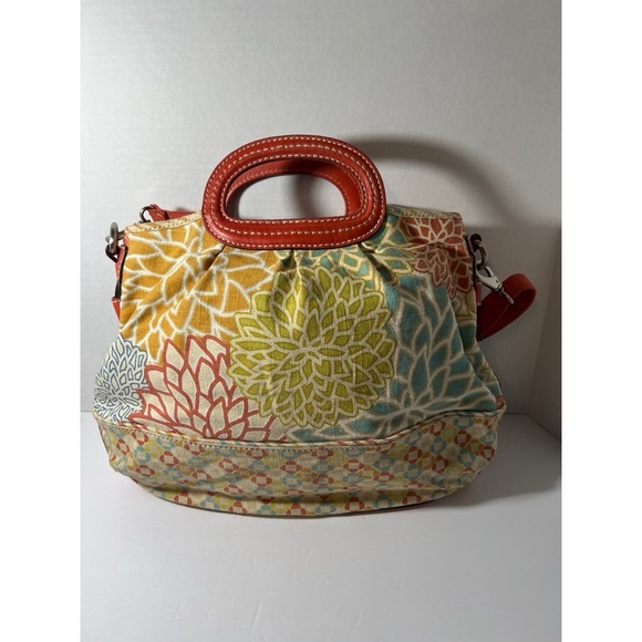 Fossil Floral Patterned Handbag with Red Accents - Picture 1 of 10